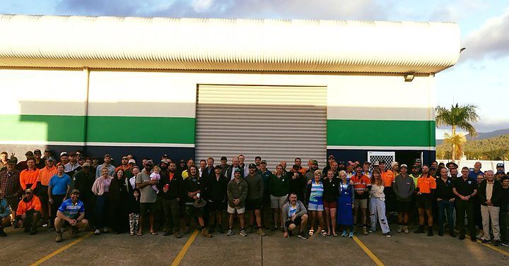 A large group of Network members and supporters outside the monthly breakfast